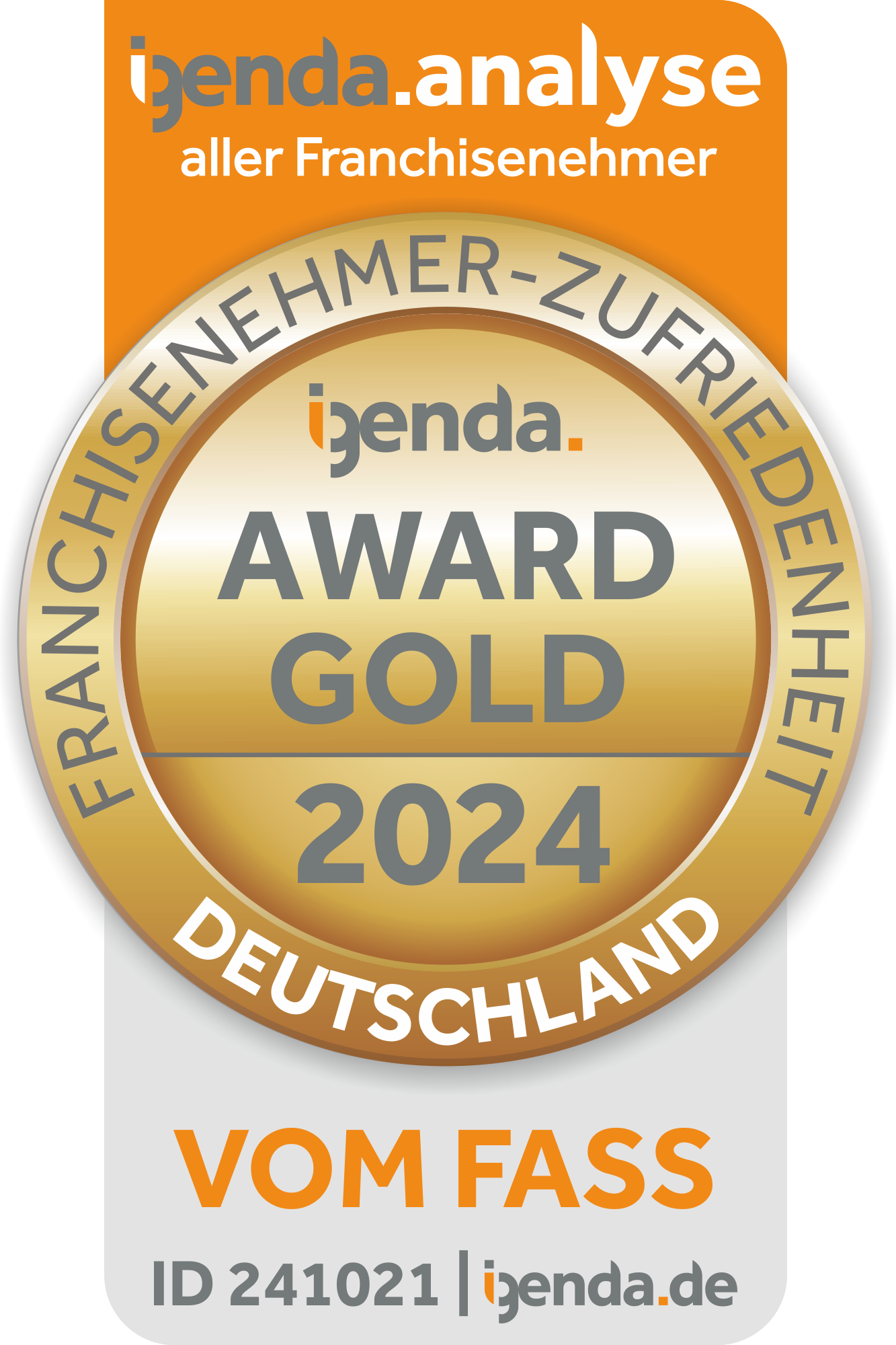 Igenda Award Gold 2024 für Franchisenehmer­zufriedenheit